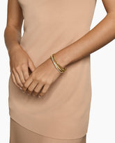 Crossover Trio Three Row Cuff Bracelet in 18K Yellow Gold with Diamonds, 20mm